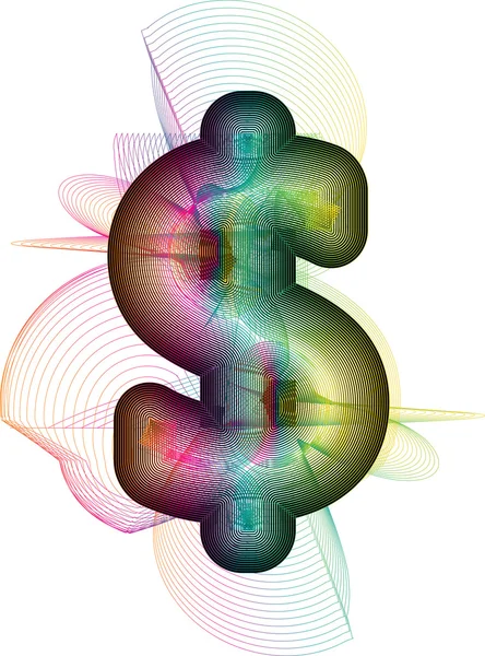 Signo abstracto dólar colorido — Archivo Imágenes Vectoriales