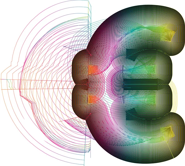 Sinal Euro colorido abstrato — Vetor de Stock