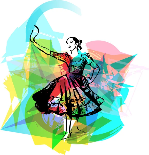 Ilustración de mujer bailando marinera — Archivo Imágenes Vectoriales