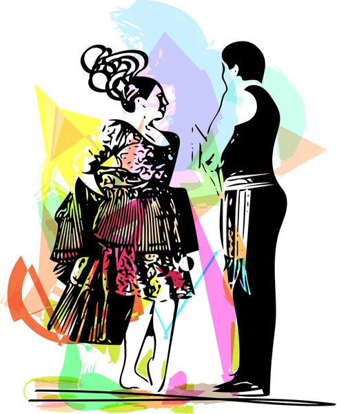 Illustration de la danse en couple — Image vectorielle