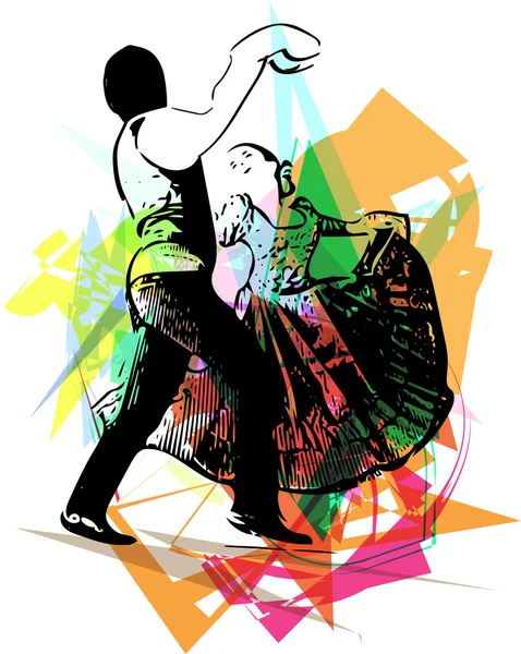 Ilustración de baile en pareja — Vector de stock