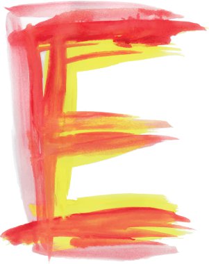 Sulu Boya yazı tipi vektör çizim harf E