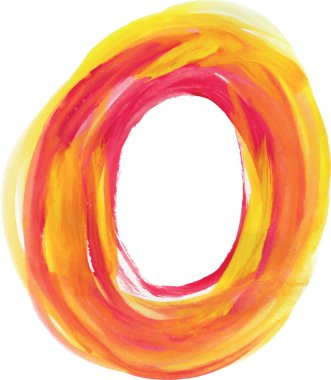 Sulu Boya yazı tipi vektör çizim harf O