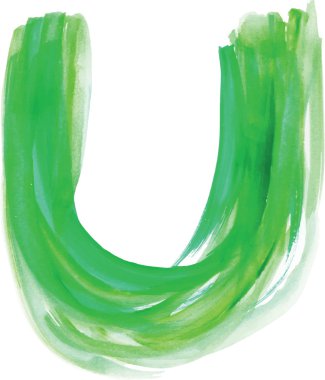 Sulu Boya yazı tipi vektör çizim harf U