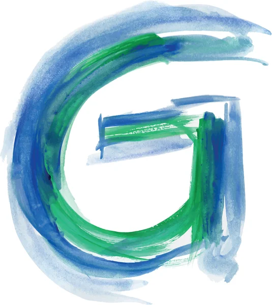 Watercolor Font vector illustration LETTER G — Stockový vektor