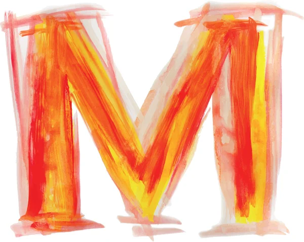 Watercolor Ilustração vetorial de fonte LETTER M — Vetor de Stock