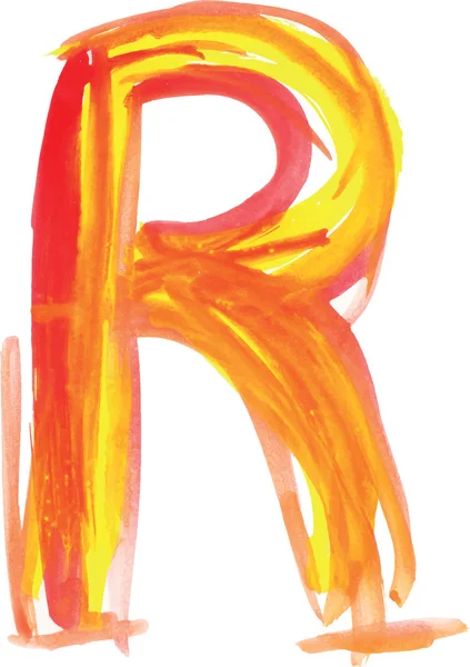 Watercolor Ilustração vetorial de fonte LETTER R — Vetor de Stock