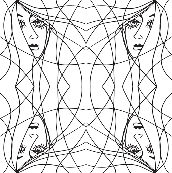 Salon de beauté Couverture avec abstrait belle femme visage illustrati — Image vectorielle