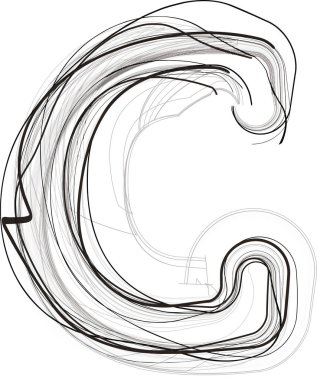 Soyut el çizimi Harf C Vektör illüstrasyonu