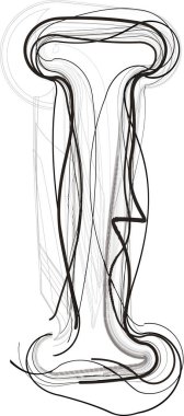 Soyut el çizimi Harf I Vektör illüstrasyonu