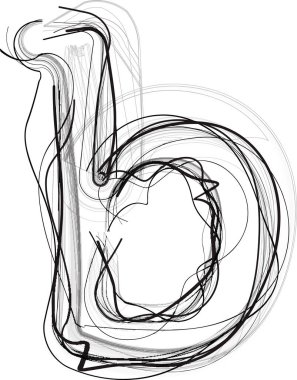 Soyut Doodle Harfi b Vektör illüstrasyonu