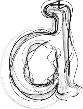 Soyut Doodle Harfi d Vektör illüstrasyonuName