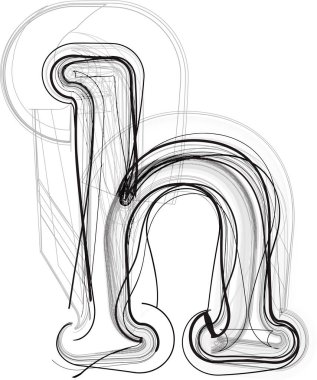 Soyut Doodle Harfi h Vektör illüstrasyonu