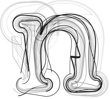 Soyut Doodle Harfi ve Vektör illüstrasyonuName