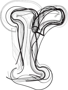 Soyut Doodle Harf R Vektör illüstrasyonu