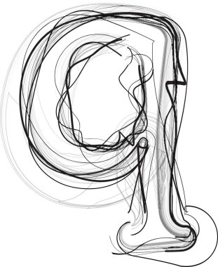 Soyut Doodle Harf Q Vektörü illüstrasyonu