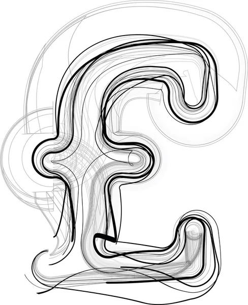 Illustration Vectorielle Symbole Doodle Pound Abstrait — Image vectorielle