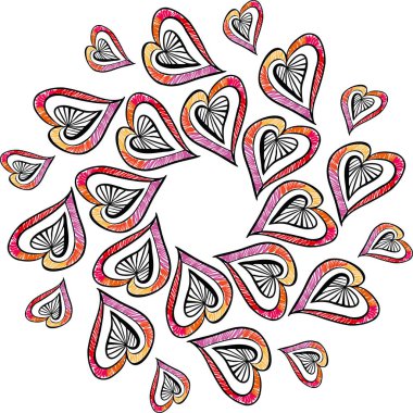 Romantik kalp sembolü çizimi. Aşk işareti grafikleri. El çizimi elementi. Karalama kalp vektör çizimi