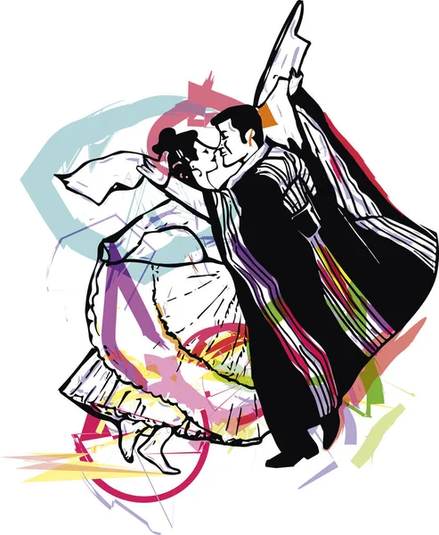 Ilustración Del Baile Pareja Ilustración Vectorial — Vector de stock