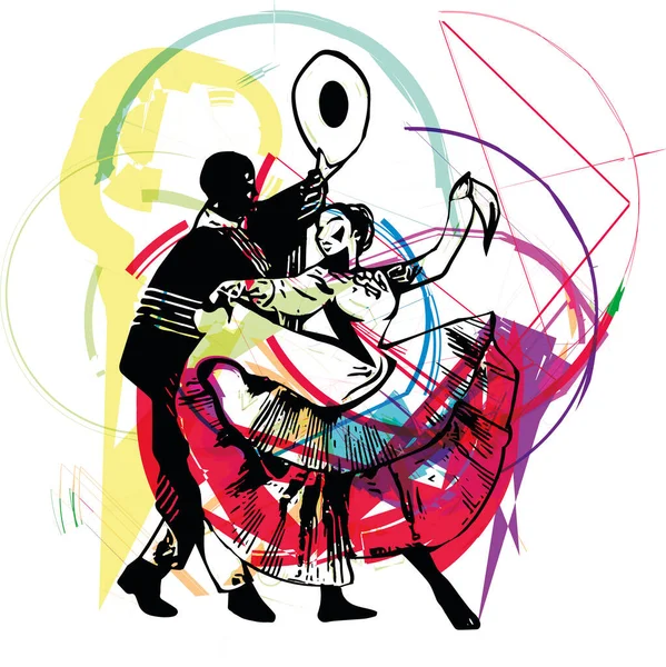 Ilustración Del Baile Pareja Ilustración Vectorial — Archivo Imágenes Vectoriales
