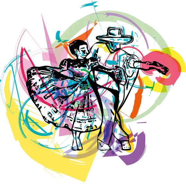Ілюстрація Пара Танців Векторна Ілюстрація — стоковий вектор