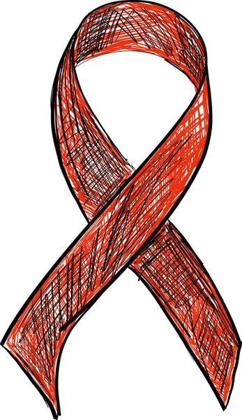 Red Ribbon Aids Awareness Isolated White Background Vector Illustration — Stock Vector