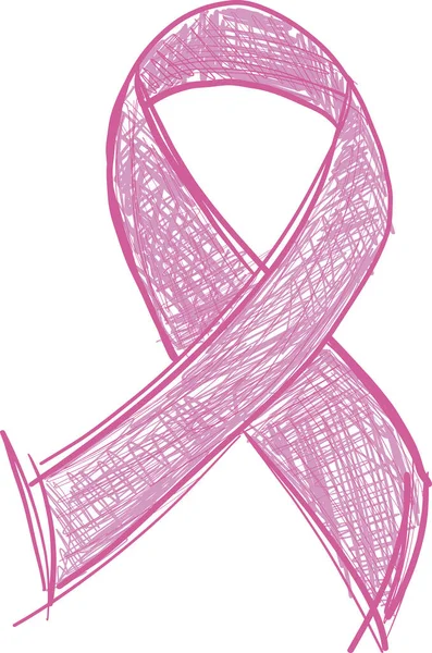 Nastro Rosa Contro Cancro Isolato Sfondo Bianco Illustrazione Vettoriale — Vettoriale Stock