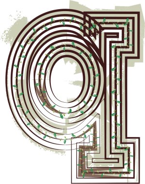 Harf q Eco Logo Simgesi Tasarımı - Vektör İllüstrasyonu