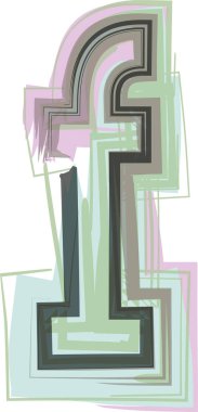 f harfi - Logo Simgesi Tasarımı - Vektör İllüstrasyonu