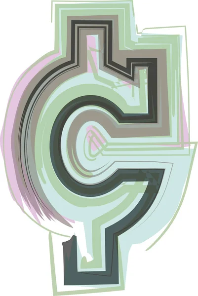 Cent Símbolo Linha Logo Icon Design Ilustração Vetorial — Vetor de Stock