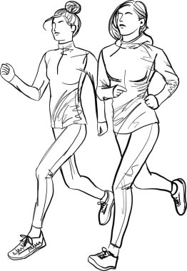 Kadın koşucu çizim vektör çizimi