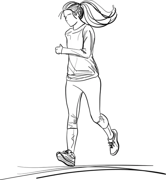 Kvinnliga Löpare Skiss Vektor Illustration — Stock vektor