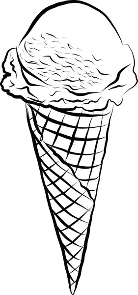 Boceto Taza Gofre Helado Ilustración Vector Fondo Blanco — Vector de stock