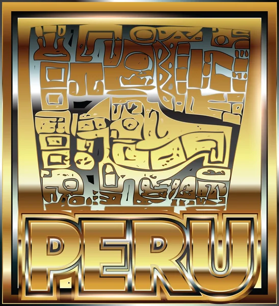 Eski Perulu gold süsleme illüstrasyon — Stok Vektör