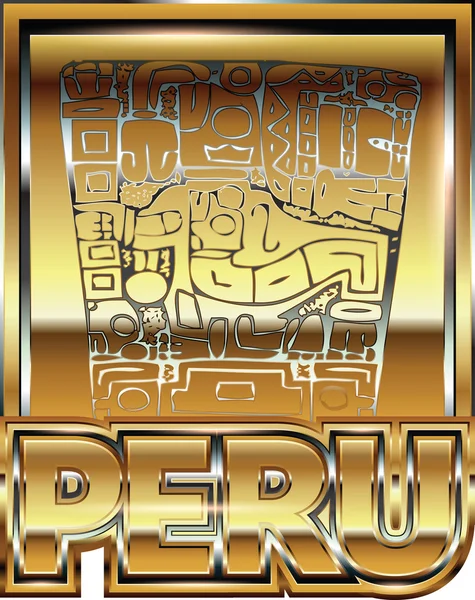 Ancient Peruvian gold ornament illustration — Stock Vector