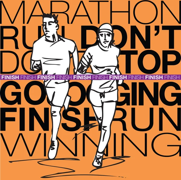 Ilustración del boceto del corredor femenino y masculino — Vector de stock