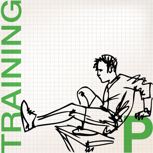 Ilustracja mężczyzna robi ćwiczenia rozciągające na siłowni — Wektor stockowy
