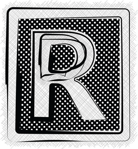 Polka Dot typsnitt bokstaven R — Stock vektor