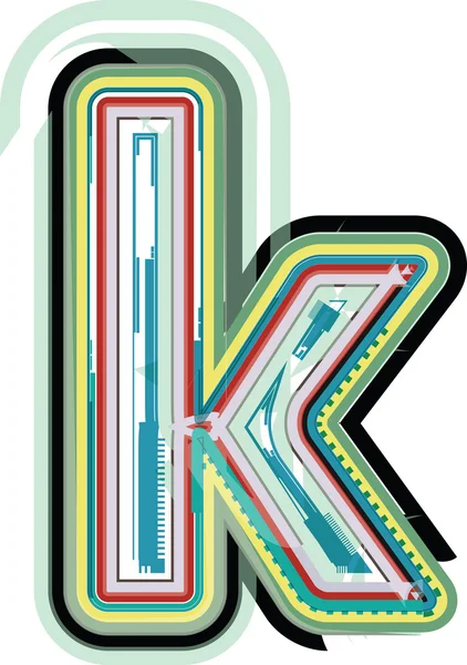 Abstracte kleurrijke alfabet K — Stockvector