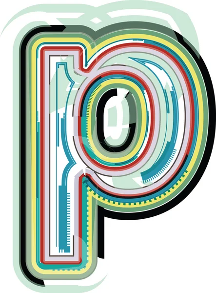 Huruf P warna-warni abstrak - Stok Vektor