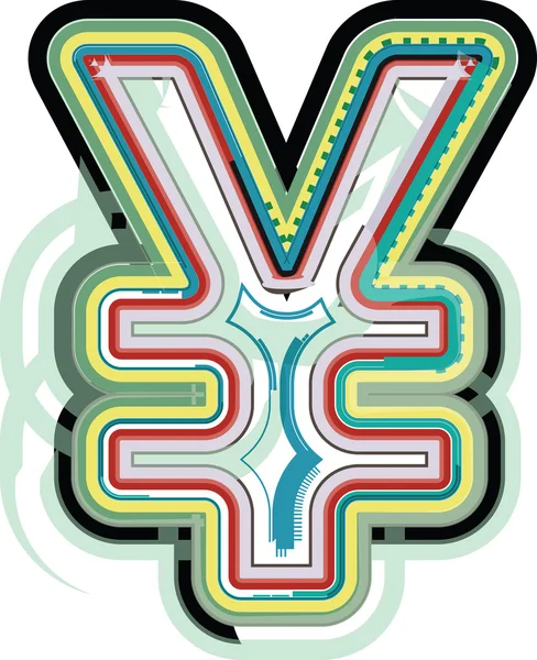 Signo de Yen colorido abstracto — Vector de stock