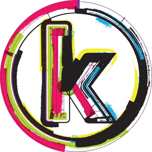 Цветной гранж шрифт LETTER K — стоковый вектор