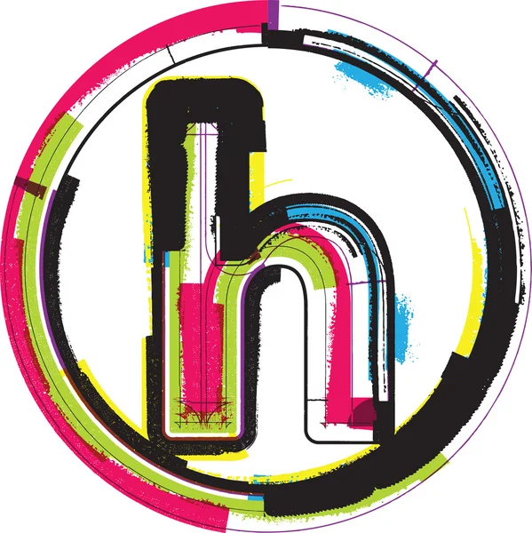 Kleurrijke grunge lettertype brief h — Stockvector