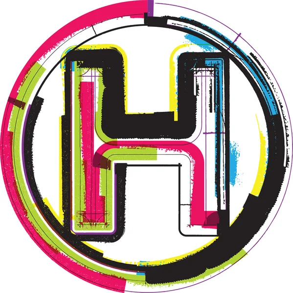 Färgglada grunge teckensnitt bokstaven h — Stock vektor
