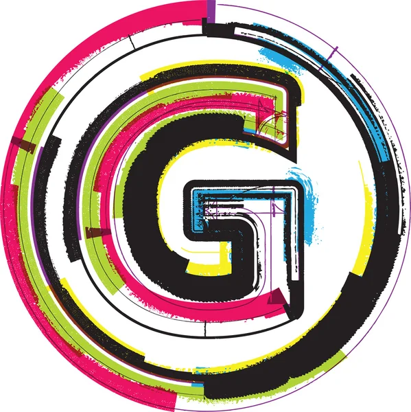 Färgglada grunge teckensnitt bokstaven g — Stock vektor