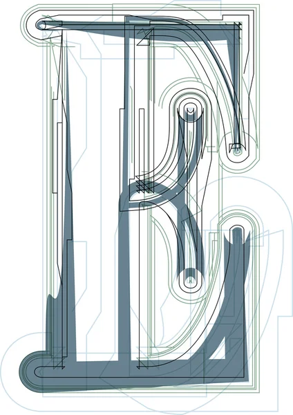 Schrift Abbildung Buchstabe e — Stockvektor