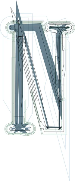 Ilustración de fuentes LETTER N — Archivo Imágenes Vectoriales