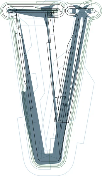 Teckensnitt illustration bokstaven v — Stock vektor