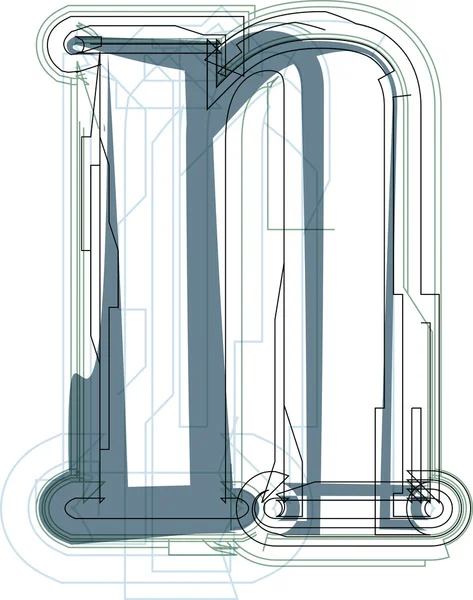 Teckensnitt illustration bokstaven n — Stock vektor