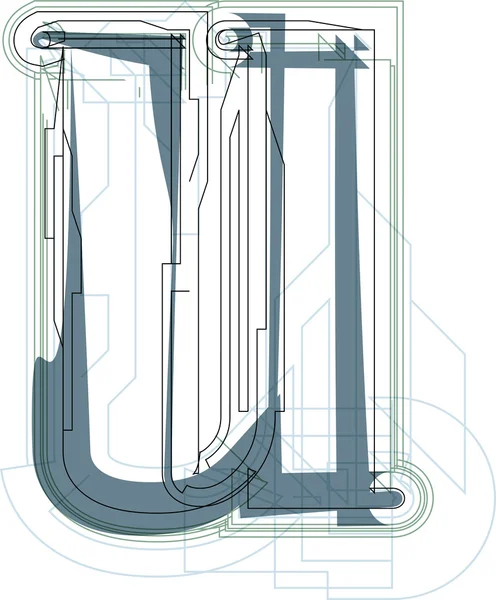 Teckensnitt illustration bokstaven u — Stock vektor